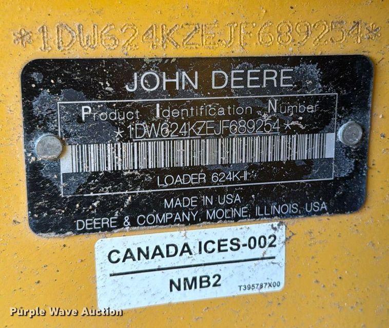 image for item DW1894 2018 John Deere 624K II wheel loader