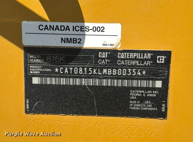 image for item DW1896 2018 Caterpillar 815K soil compactor