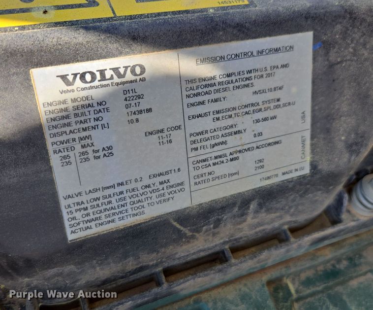 image for item DW1901 2018 Volvo A25G articulated haul truck