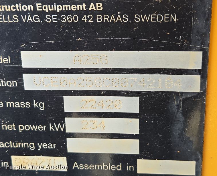 image for item DW1901 2018 Volvo A25G articulated haul truck