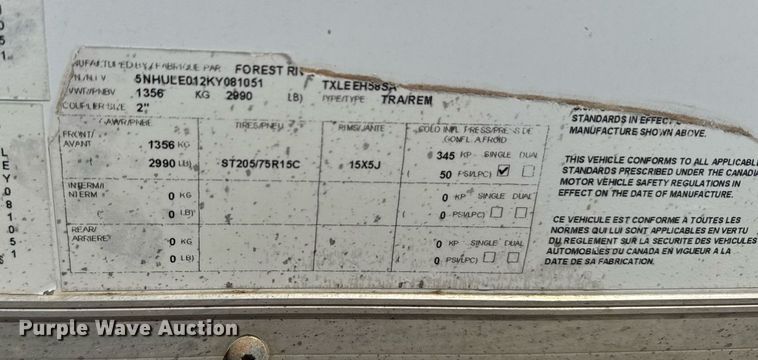 image for item DW1915 2019 Forest River enclosed cargo trailer