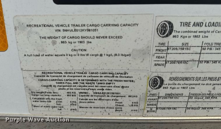 image for item DW1915 2019 Forest River enclosed cargo trailer