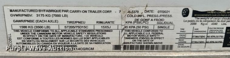 image for item DW1916 2021 Carry-On 7X14CGRCM enclosed cargo trailer