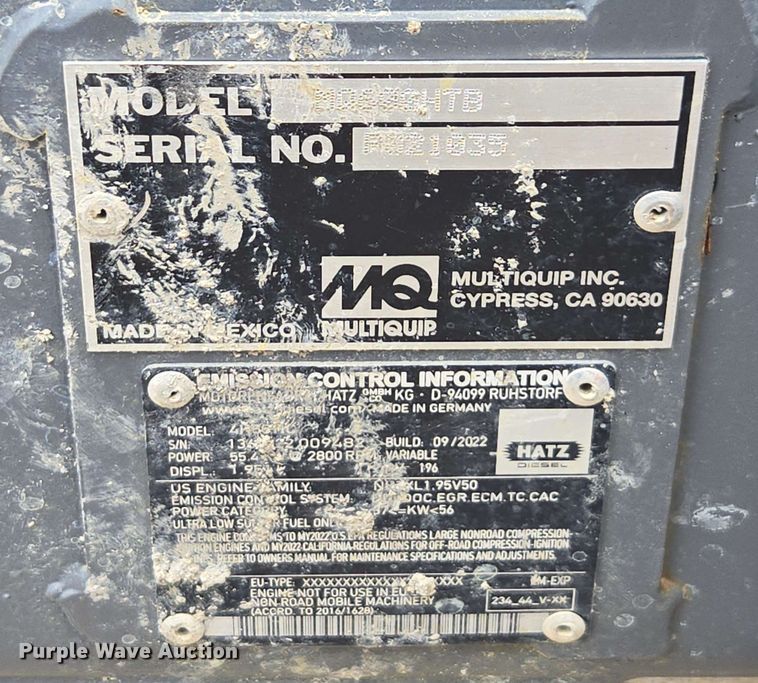 image for item DW1995 Multiquip MQ600HTB pump