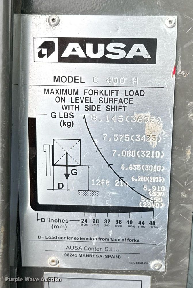 image for item DW8712 2019 AUSA C400HX4 forklift