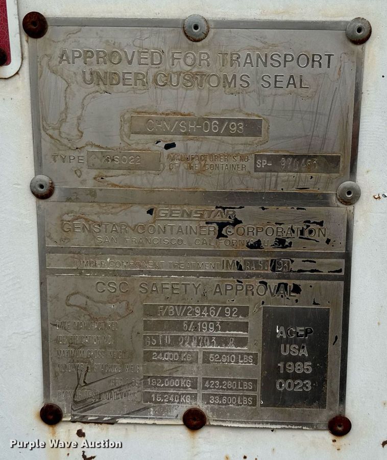 image for item DW8714 1992 Genstar GS022 storage container