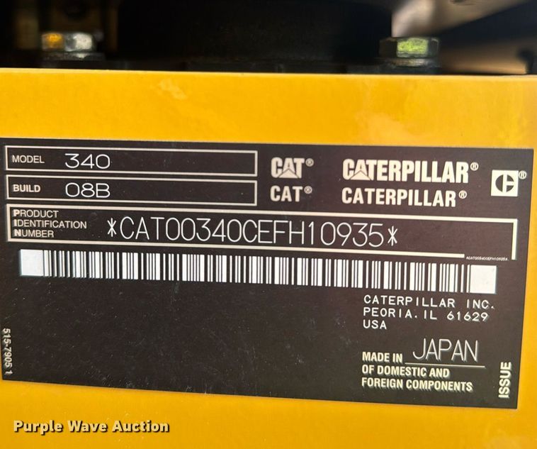 image for item EC3540 2024 Caterpillar 340 excavator