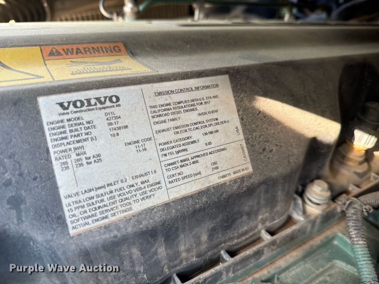 image for item EC3541 2018 Volvo A25G articulated haul truck