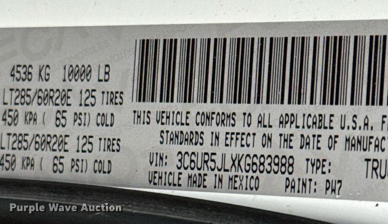 image for item ED5600 2019 Dodge Ram 2500 Crew Cab pickup truck