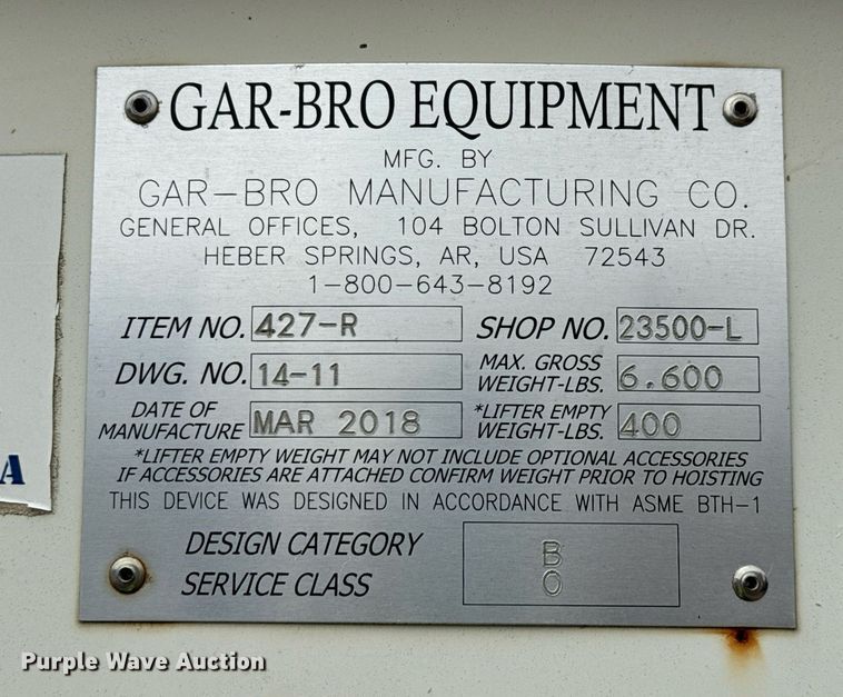 image for item ED5606 2018 Gar-Bro 427-R concrete bucket