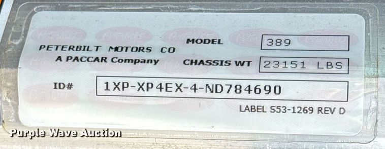 image for item ED5658 2022 Peterbilt 389 semi truck