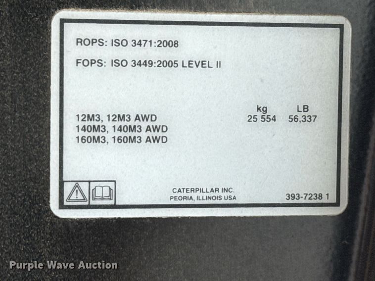 image for item ED5662 2019 Caterpillar 140M3 AWD motor grader