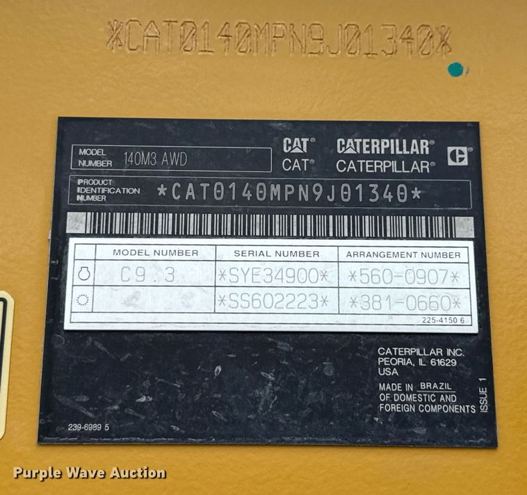 image for item ED5662 2019 Caterpillar 140M3 AWD motor grader