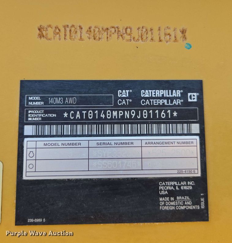 image for item EE0027 2019 Caterpillar 140M3 AWD motor grader