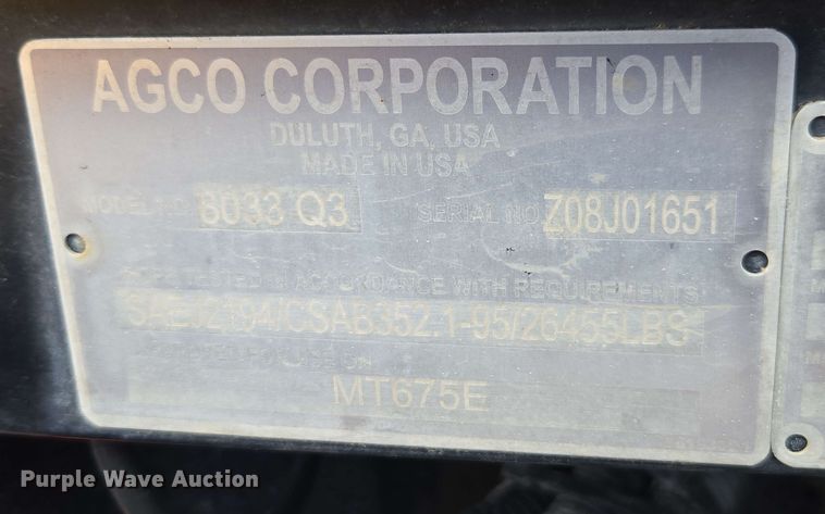 image for item EE0028 2015 Challenger MT675E MFWD tractor