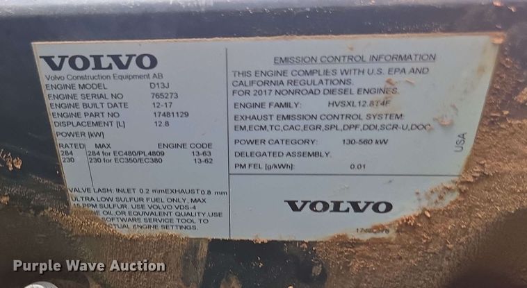 image for item EE0033 2015 Volvo EC380EL excavator