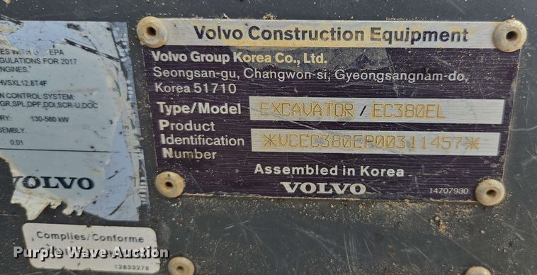 image for item EE0033 2015 Volvo EC380EL excavator