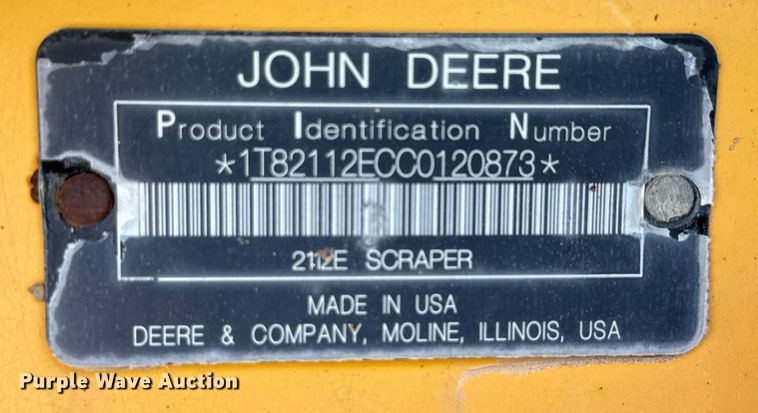 image for item EE0034 2012 John Deere 2112E scraper