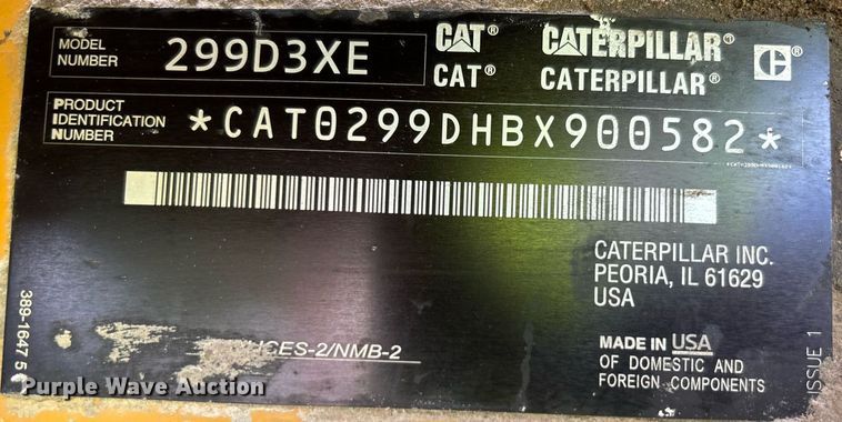 image for item EE0035 2019 Caterpillar 299D3 XE tracked skid steer loader