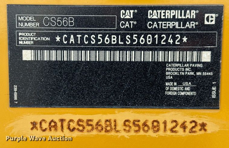 image for item EE0040 2020 Caterpillar CS56B single drum vibratory roller