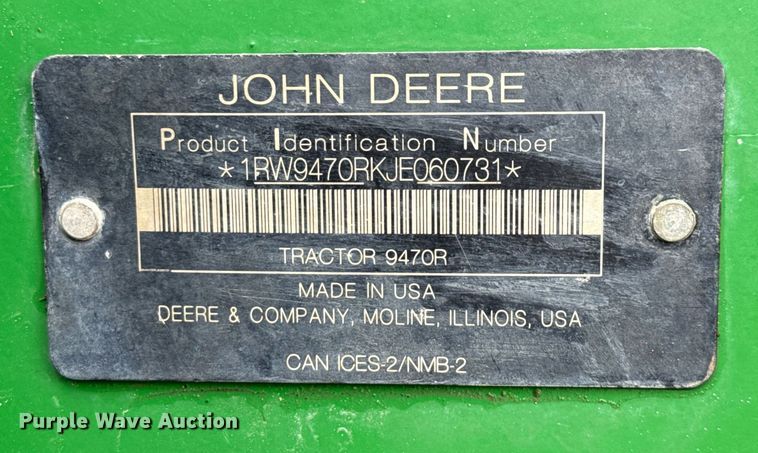 image for item EE0042 2018 John Deere 9470R Scraper Special 4WD tractor