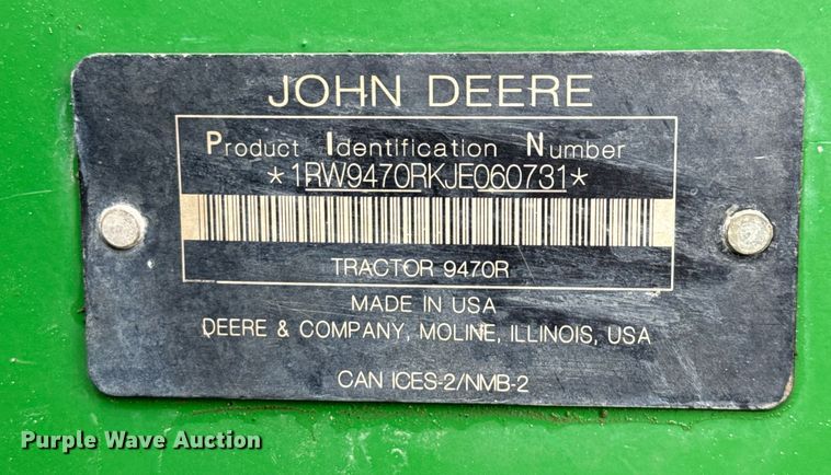 image for item EE0042 2018 John Deere 9470R Scraper Special 4WD tractor