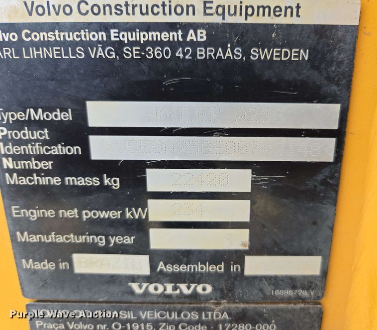 image for item EE0051 2018 Volvo A25G articulated haul truck