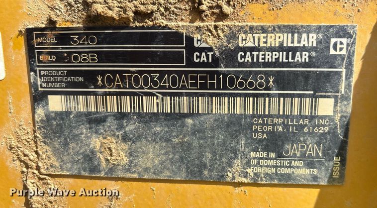 image for item EE0052 2023 Caterpillar 340 excavator