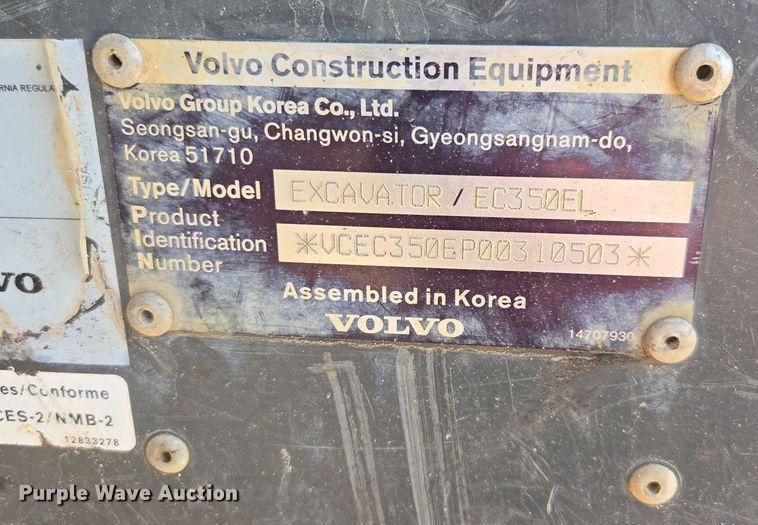 image for item EE0054 2018 Volvo EC350E excavator