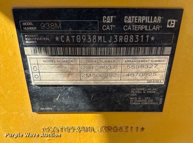 image for item EE0055 2019 Caterpillar 938M wheel loader