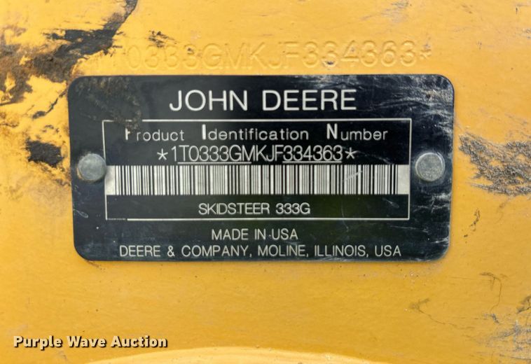 image for item EE0059 2018 John Deere 333G tracked skid steer loader
