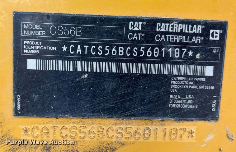 image for item EE0064 2019 Caterpillar CS56B single drum vibratory roller