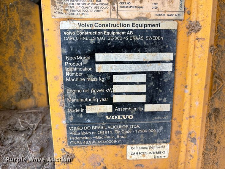 image for item EE0066 2018 Volvo A25G articulated haul truck