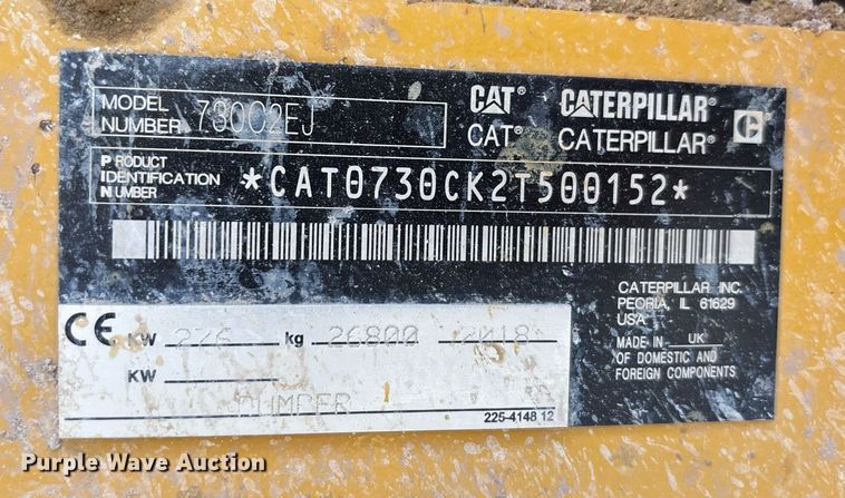 image for item EE0068 2018 Caterpillar 730C2 EJ articulated haul truck