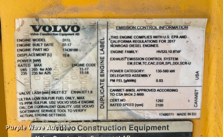 image for item EE0070 2018 Volvo A25G water wagon