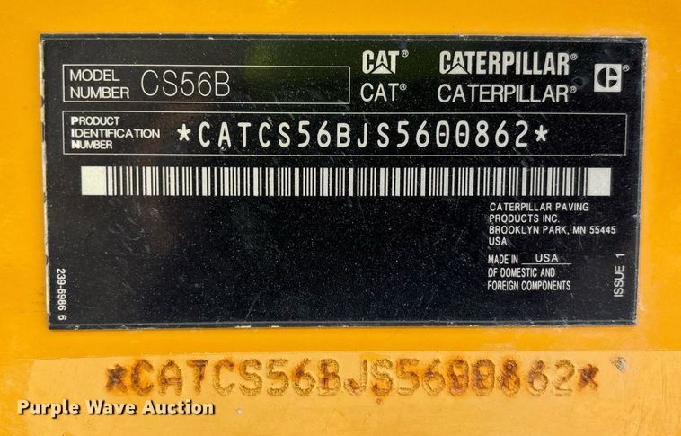 image for item EE0071 2019 Caterpillar CS56B single drum vibratory roller