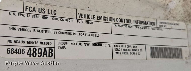 image for item EE0076 2019 Dodge Ram 2500 Crew Cab pickup truck