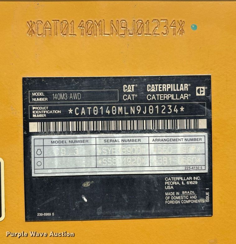 image for item EE0079 2019 Caterpillar 140M3 AWD motor grader