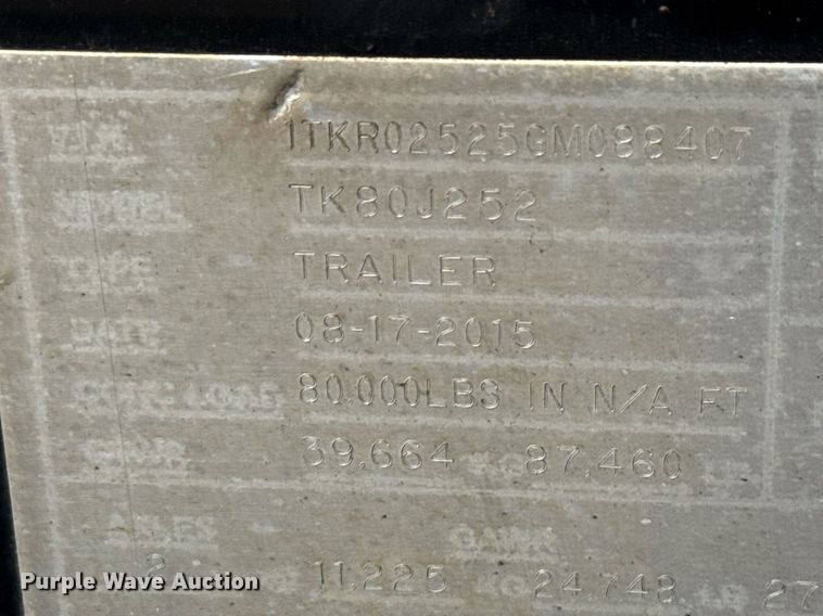 image for item EE0082 2016 Trail King TK130HDG-102 lowboy equipment trailer