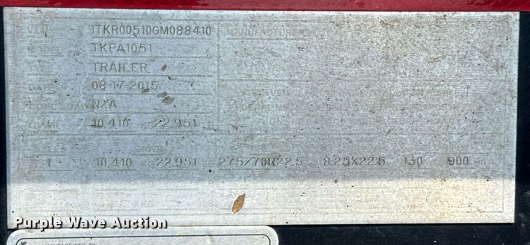 image for item EE0082 2016 Trail King TK130HDG-102 lowboy equipment trailer