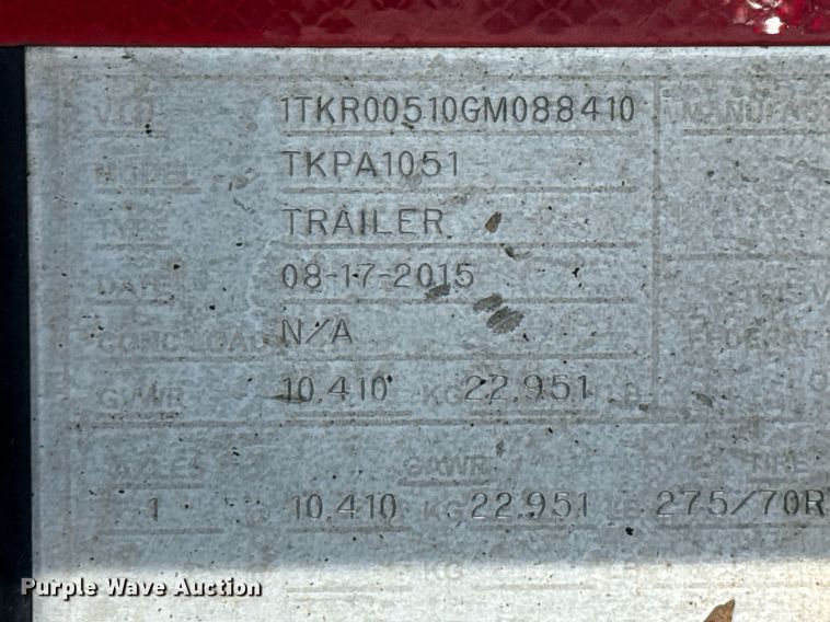 image for item EE0082 2016 Trail King TK130HDG-102 lowboy equipment trailer