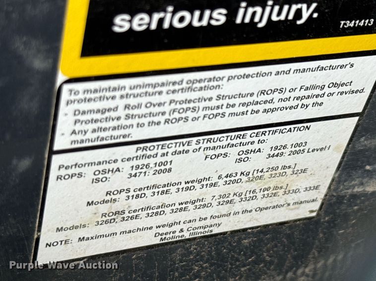 image for item EE0083 2016 John Deere 333E tracked skid steer loader