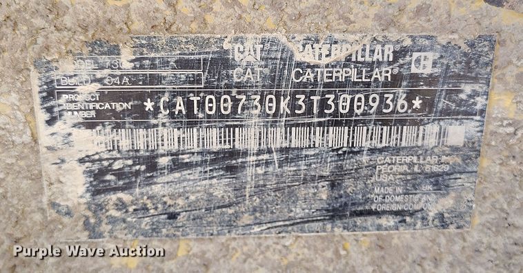 image for item EH0238 2019 Caterpillar 730 articulated haul truck