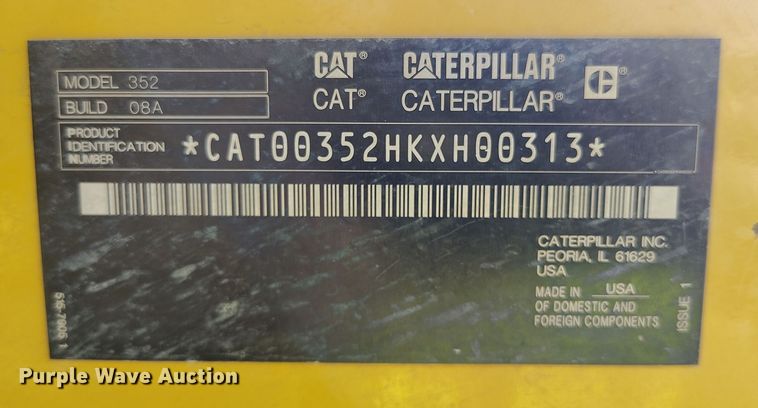 image for item EH0241 2023 Caterpillar 352 excavator