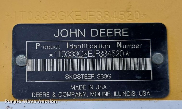 image for item EH0244 2018 John Deere 333G tracked skid steer loader
