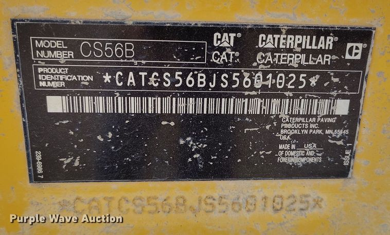 image for item EH0245 2016 Caterpillar CS56B single drum vibratory roller
