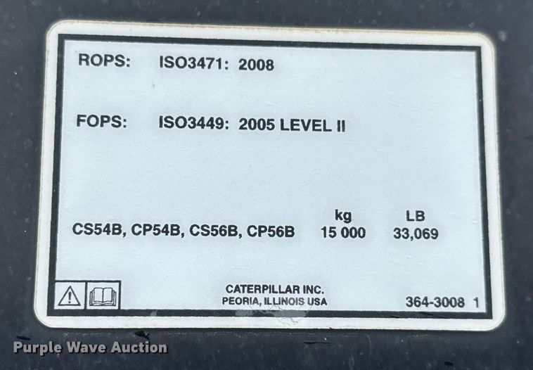 image for item EH0253 2019 Caterpillar CS56B single drum vibratory roller