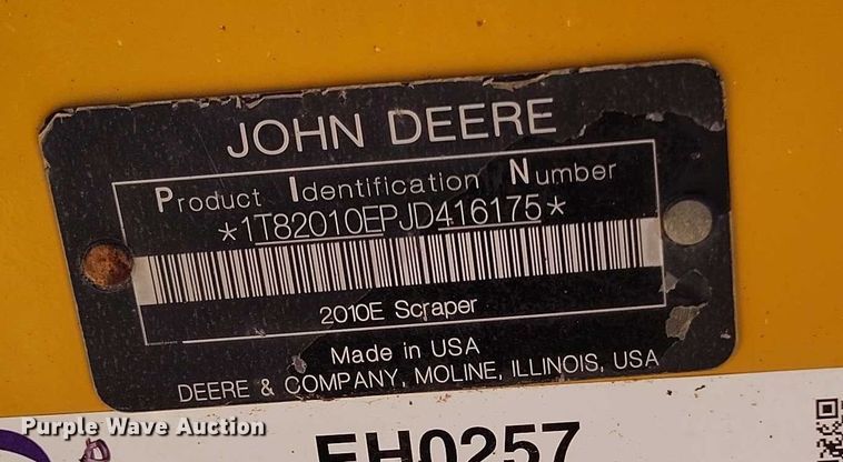 image for item EH0257 2018 John Deere 2010DE scraper