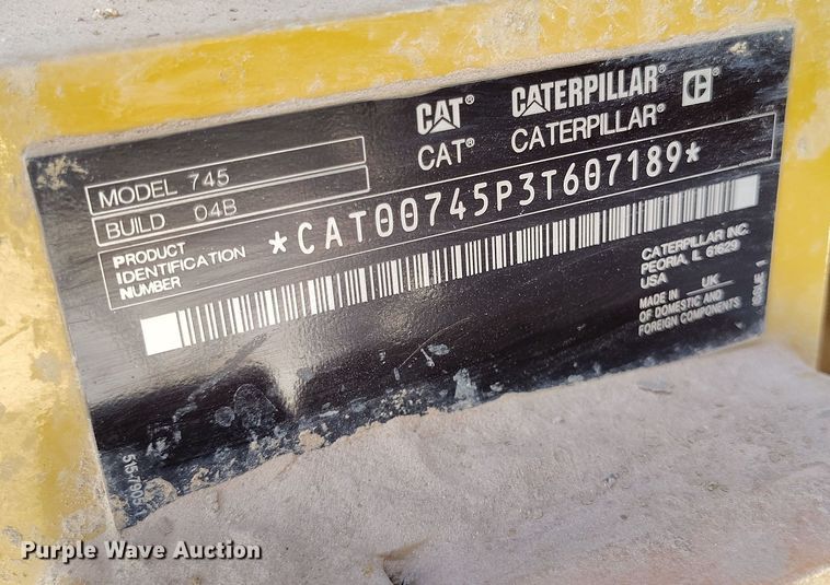 image for item EH0259 2024 Caterpillar 745 articulated scraper truck