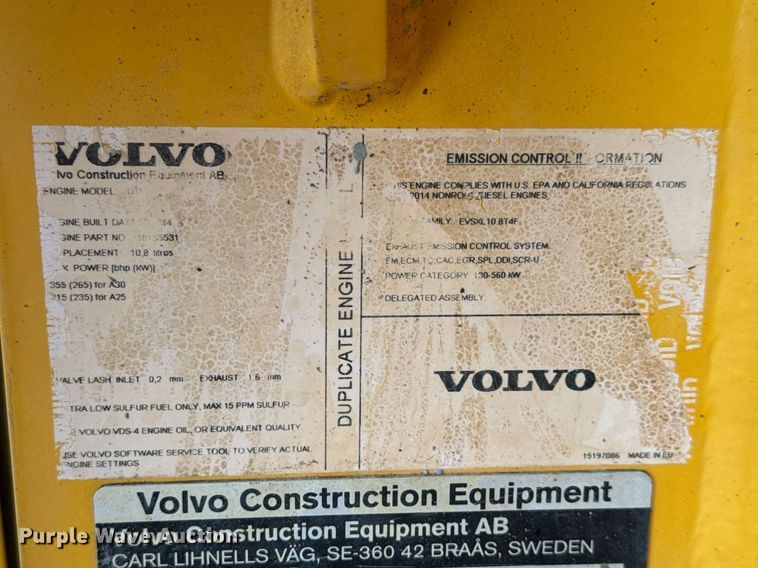 image for item EH0262 2016 Volvo A25G water wagon